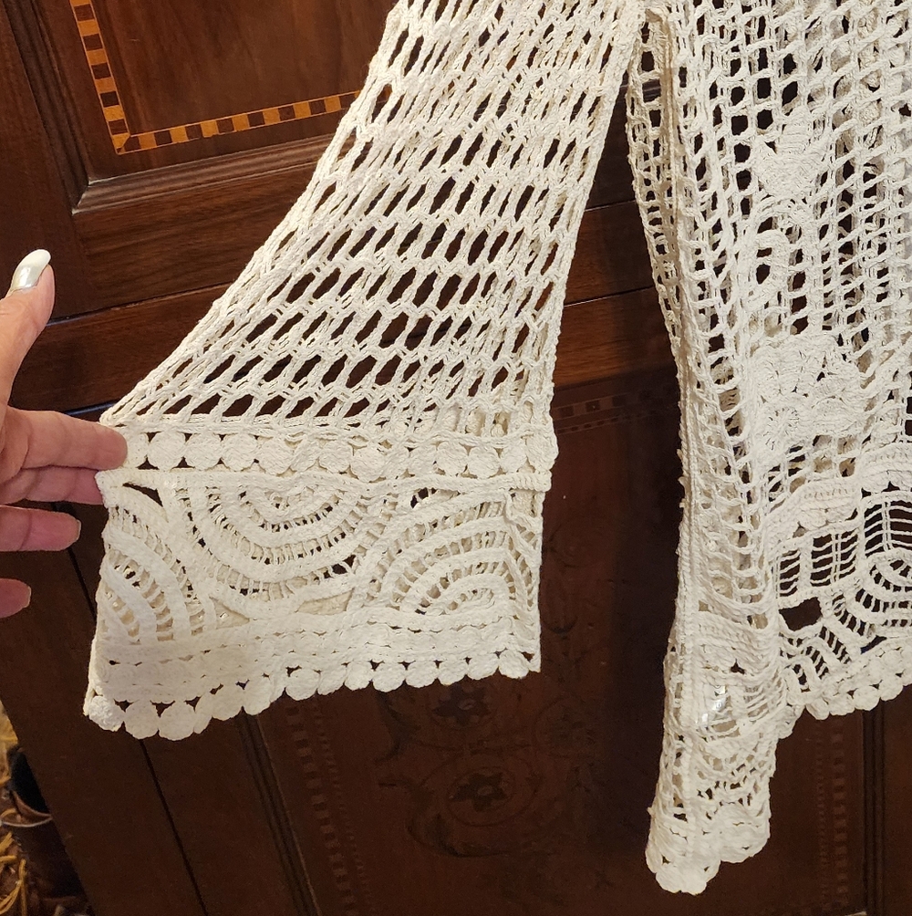 Cream Open-Knit Cardigan - Picture 4 of 6